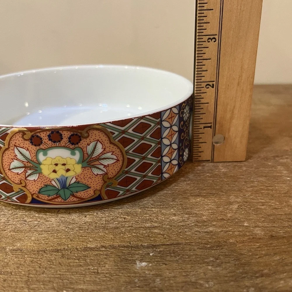 VTG‎ Imari Ware Japan Porcelain Trinket Box Floral Bamboo Lidded Dish Large 6
